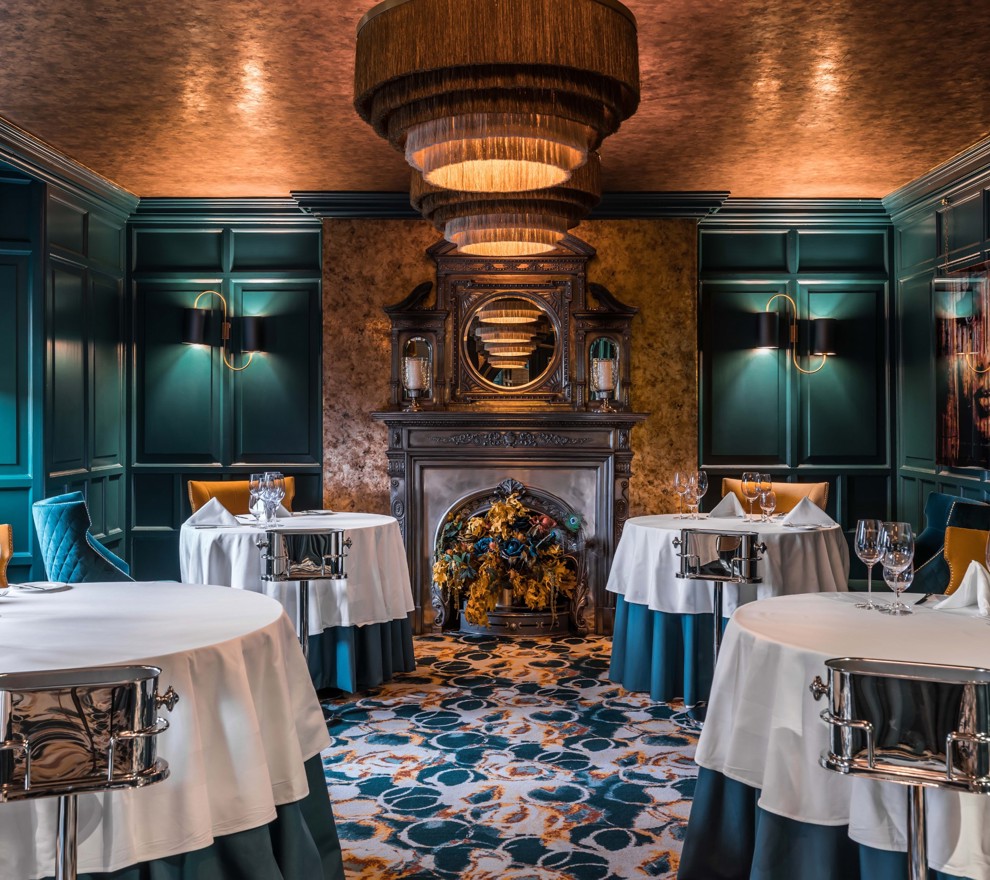 Fonab Castle | Dressed tables with champagne bucket stands at Sandemans in Pitlochry Spa Hotel ?? Fonab Castle